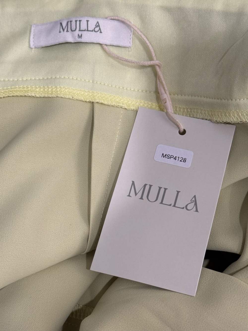 MULLA Pistachio Yellow Jumpsuit NWT Wide Leg Flutter Sleeve Open Back M - Picture 9 of 11